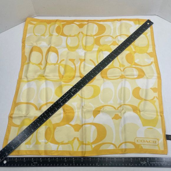 NWOT Coach 100% silk scarf beautiful bright yellow PRICE FIRM NO DISCOUNTS - Picture 4 of 10